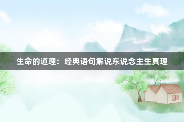 生命的道理：经典语句解说东说念主生真理